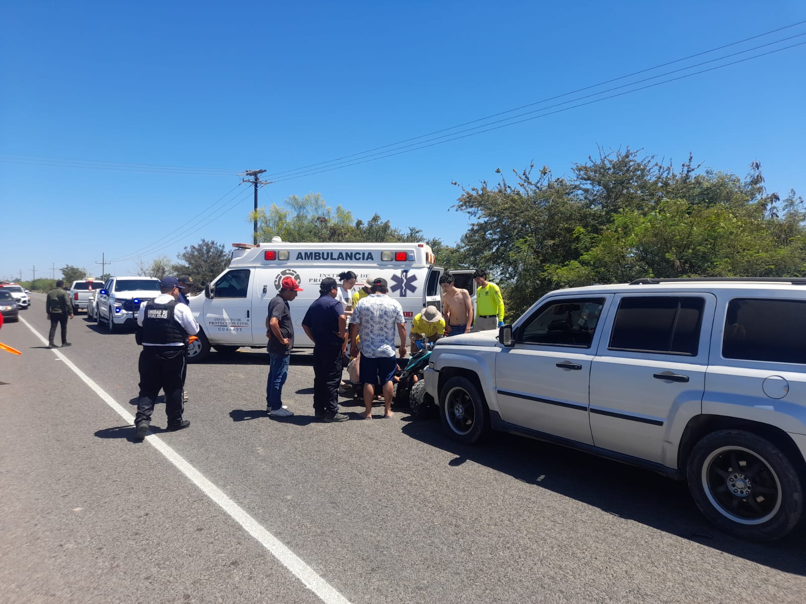Menor en cuatrimoto queda lesionado en choque