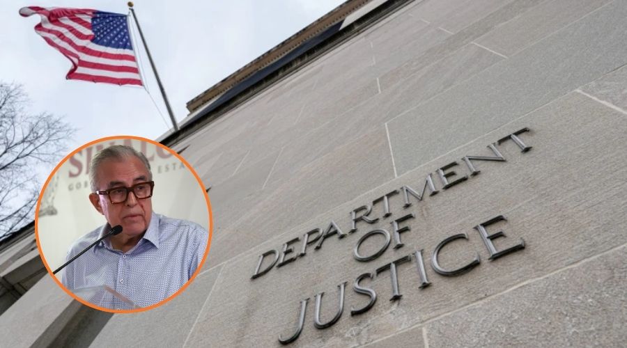En grande departamento de justicia de Estados Unidos y en circulo Rocha Moya