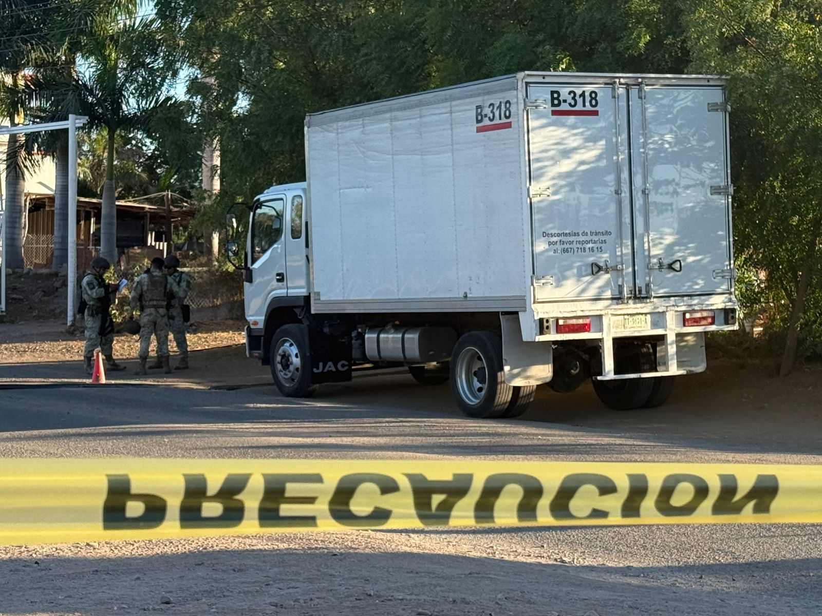 Zona acordonada en donde se registró el ataque a balazos.