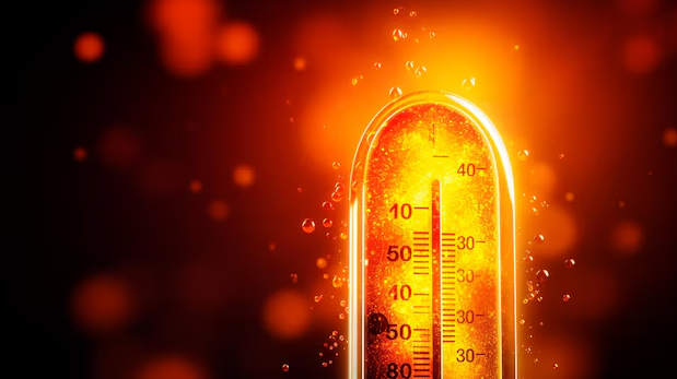 Termómetro indicando una alta temperatura.
