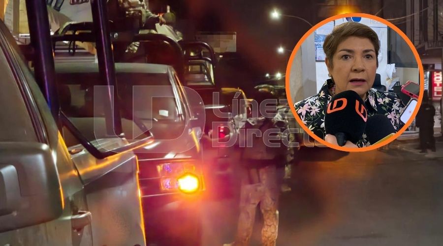 Unidad del ejército mexicano junto a alcaldesa de guasave con el micrófono de Línea Directa