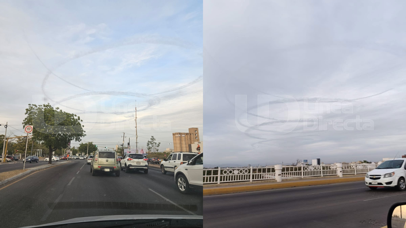 Avioneta realiza piruetas y deja su “rastro” en el cielo