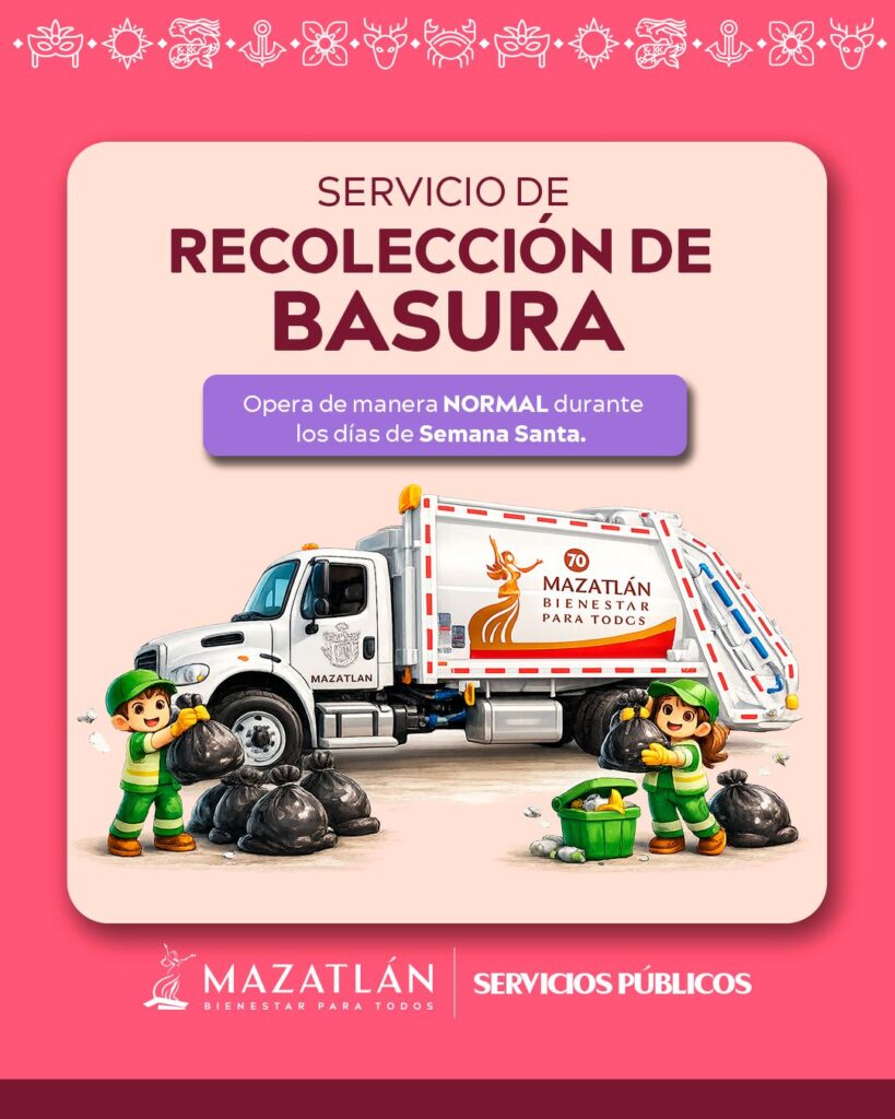 Letrero de la recolección de basura en Mazatlán