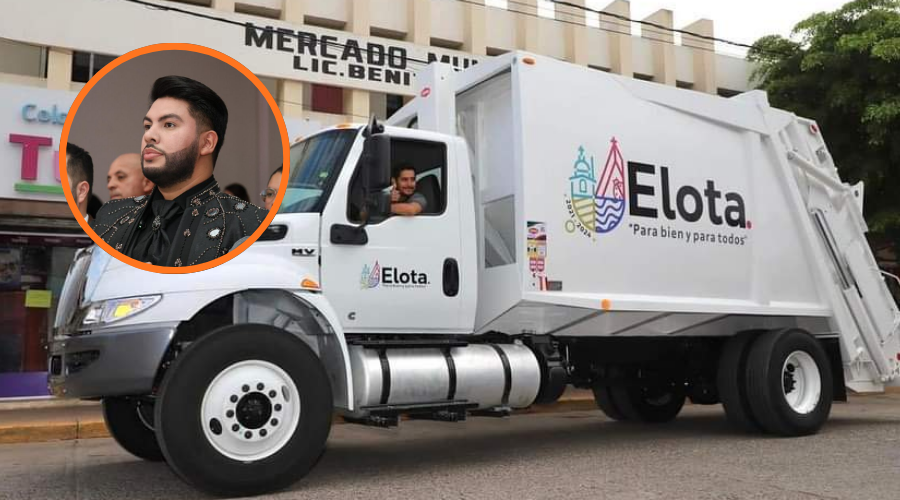 Camión de basura junto a un circulo con el alcalde Richard Millán