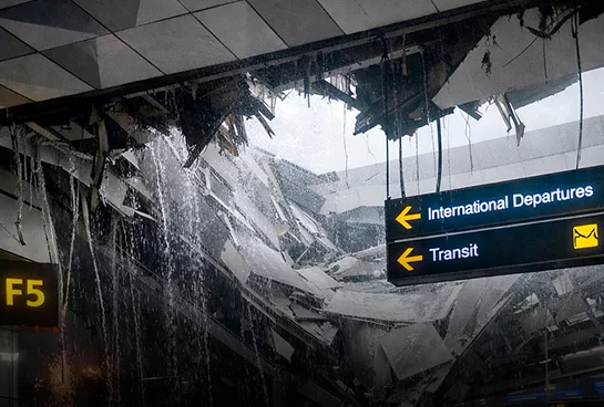 Colapsa parcialmente techo del aeropuerto de Yakarta tras lluvias extremas