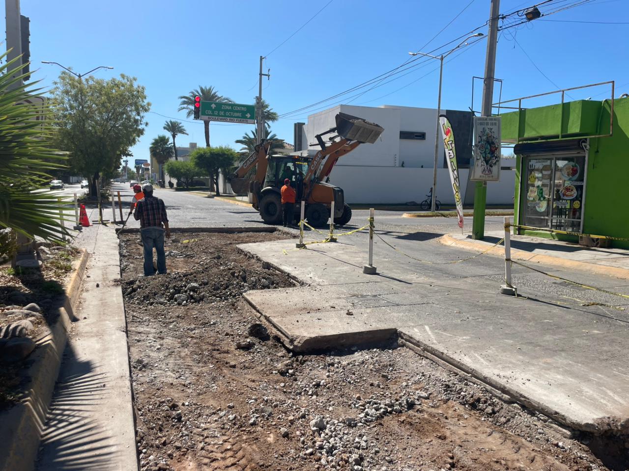 Tramo de rehabilitación con concreto hidráulico en Los Mochis.