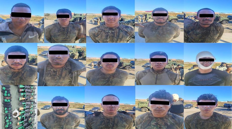 14 fotografías de detenidos y armamento asegurado