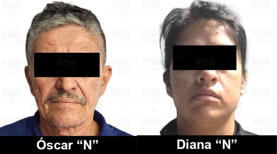Retratos de dos personas detenidas, con cintillo en los ojos