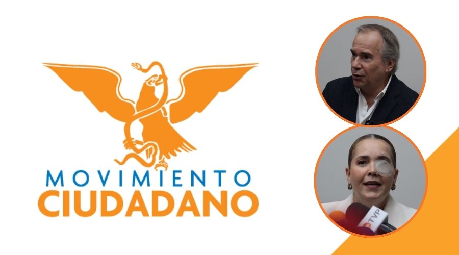 En grande logo de Movimiento ciudadano y en círculos Eli Montoya y Pio Esquer