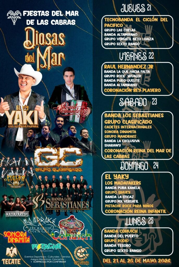 Cartelera de las Fiestas del Mar de Las Cabras en Escuinapa.