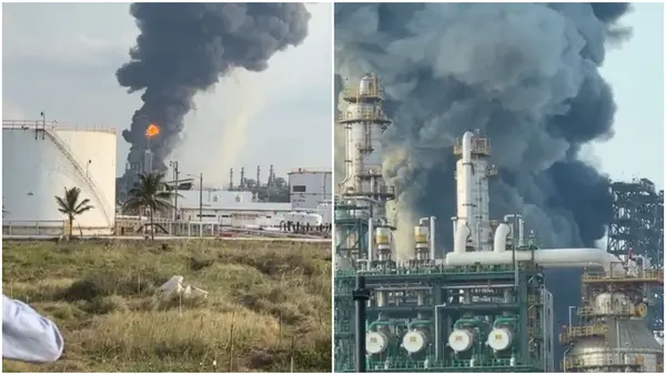 VIDEO: Pemex reporta incendio en la Refinería Olmeca de Dos Bocas; sin lesionados hasta el momento