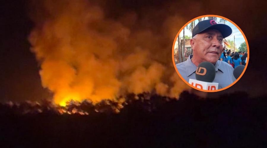 Incendio entre arboles y en un círculo el alcalde de El Fuerte, Gildardo Leyva