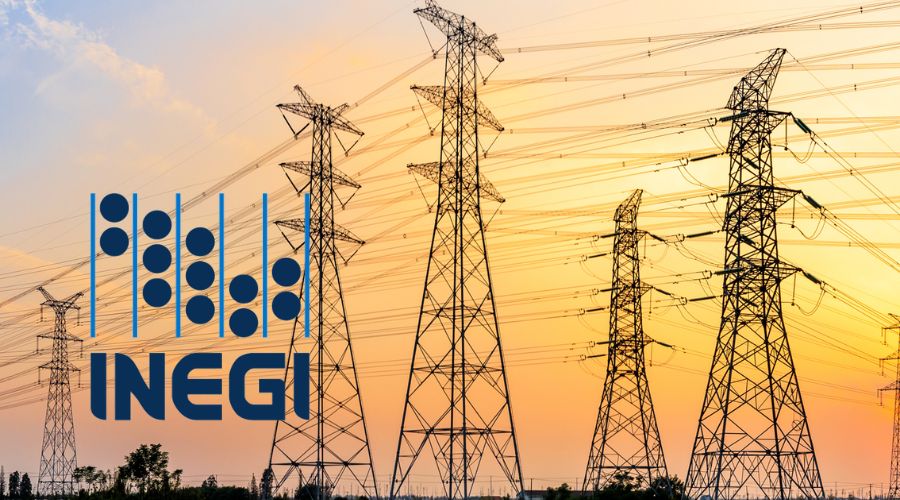 En grande torres de electricidad y abajo a la izquierda el logo del INEGI
