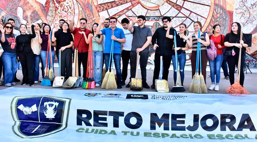 Participantes de la jornada Reto Mejora: Cuida tu Espacio Universitario, de la Universidad Autónoma de Sinaloa