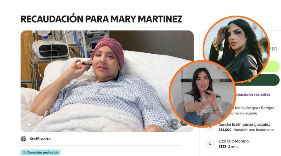 Captura de pantalla de donaciones para Mamá de Kimberly Loaiza y Steff Loaiza