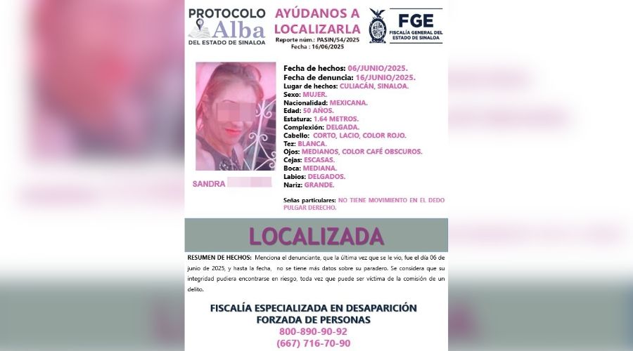 Ficha de de una persona localizada sin vida