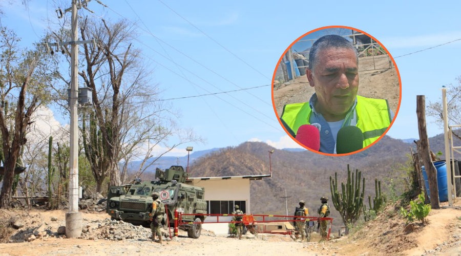 Álvaro Enrique Vargas Miranda en un círculo y al fondo la mina