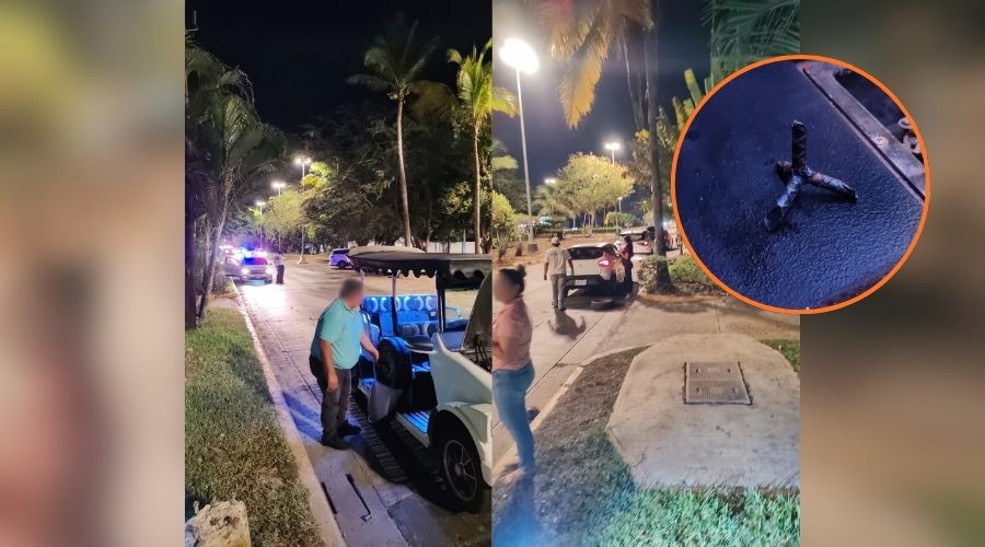 Vehículos estacionados en orilla de calle y en circulo ponchallantas