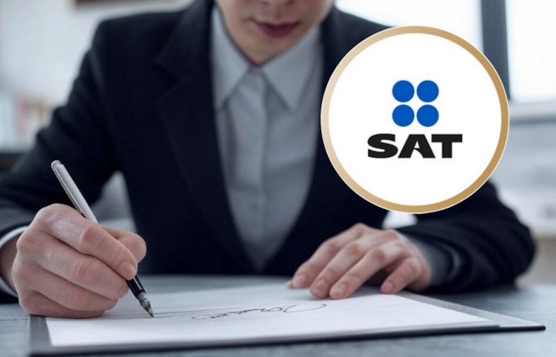 Persona llenando papeles del SAT