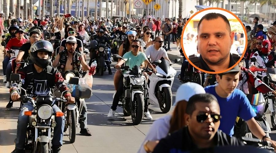 Persona en moto sobre el malecón de mazatlán junto a director de Seguridad en Mazatlán