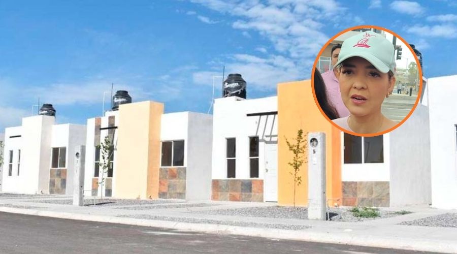 Casas de Viviendas para el Bienestar junto a un circulo con Estrella Palacios
