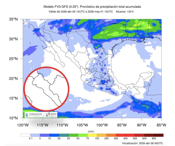 Las lluvias en Sinaloa, ausentes durante los siguientes días. SMN