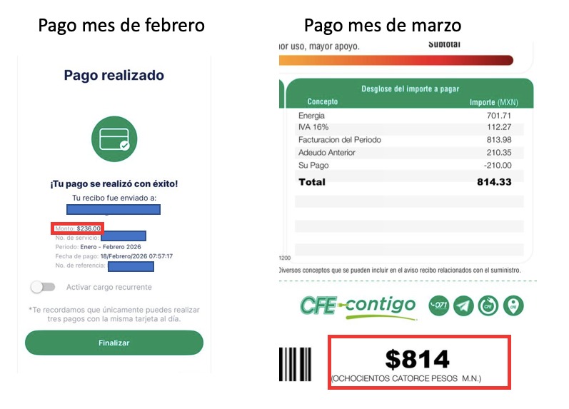 Factura de recibo de luz CFE