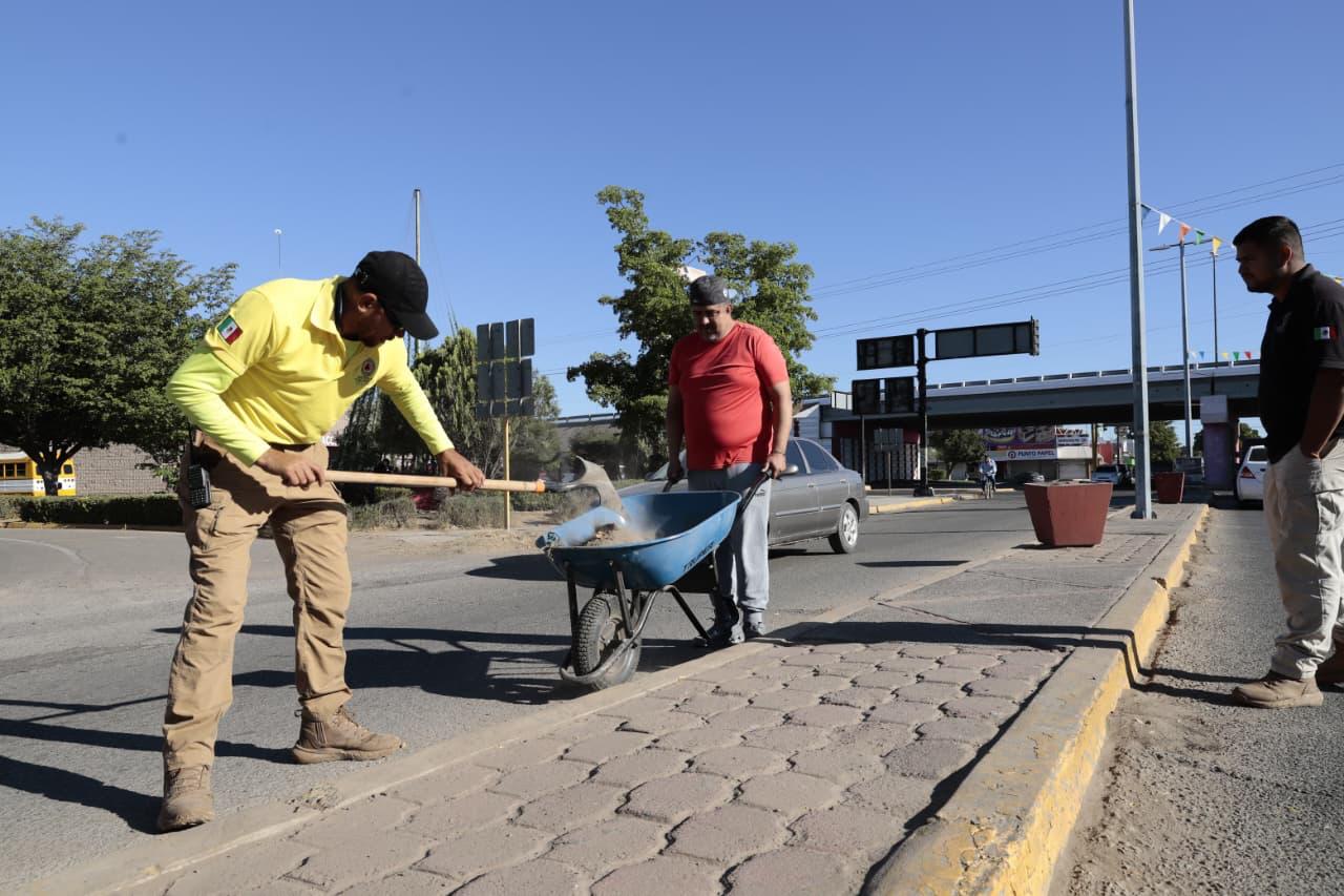 personas realizando labores de limpieza en una calle