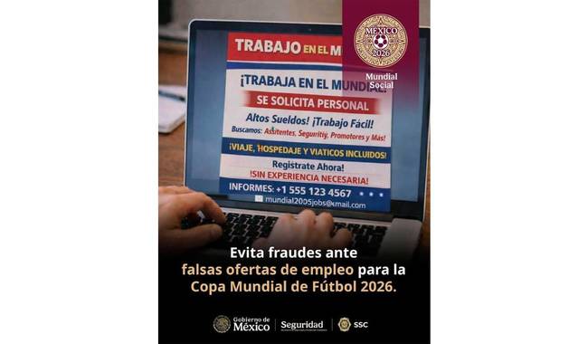 SSPC alerta sobre falsas ofertas de empleo vinculadas al Mundial 2026