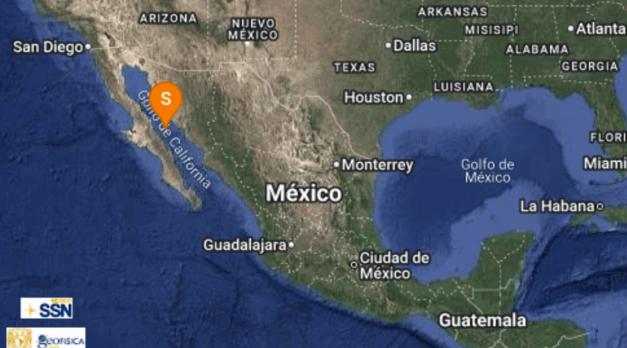 El Servicio Sismológico Nacional reporta sismo en Baja California Sur.