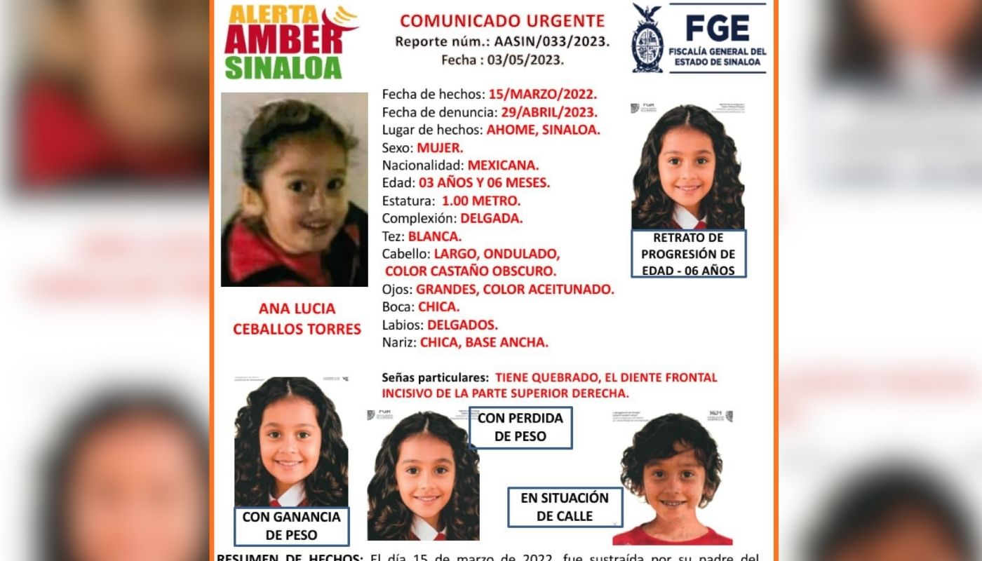 Ficha de búsqueda de Alerta Amber de la FGE