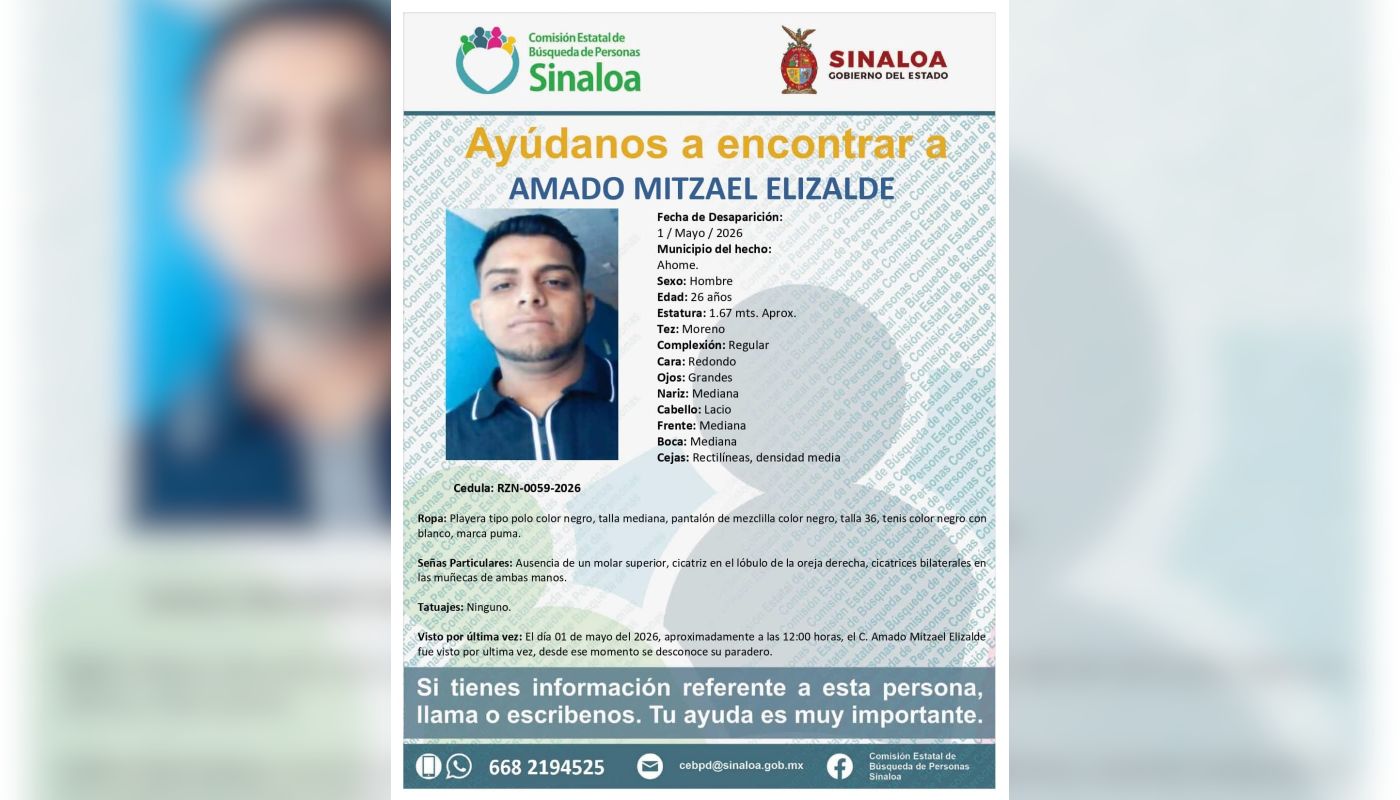 Ficha de búsqueda de un joven