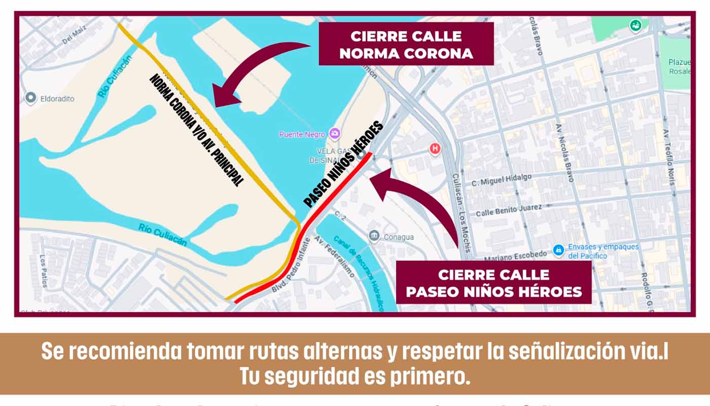 Anuncio de cierre parcial en Culiacán