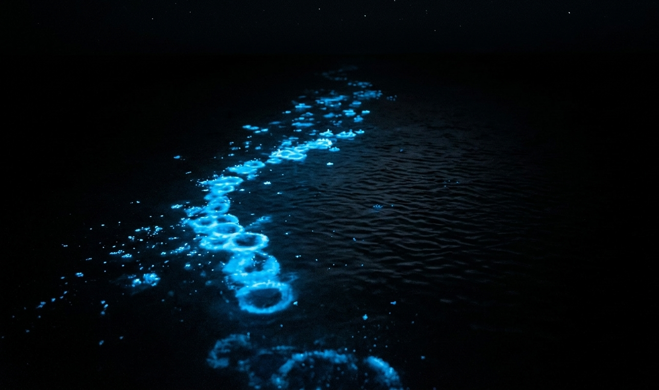 Mar en Playa Las Glorias de noche