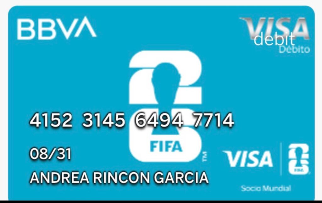 Tarjeta de BBVA para apoyo de rifa a Heber de Los Mochis