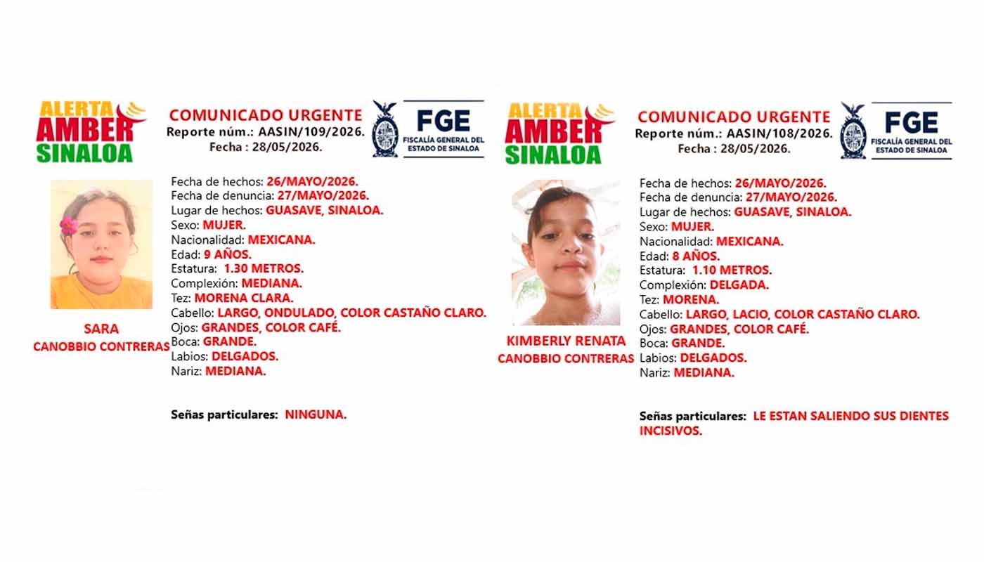 Fichas de búsqueda de Sara y Kimberly en Guasave, Sinaloa
