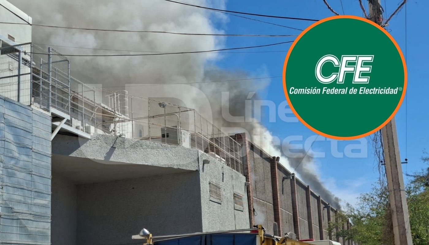 Humo color gris junto a un logo de CFE color verde