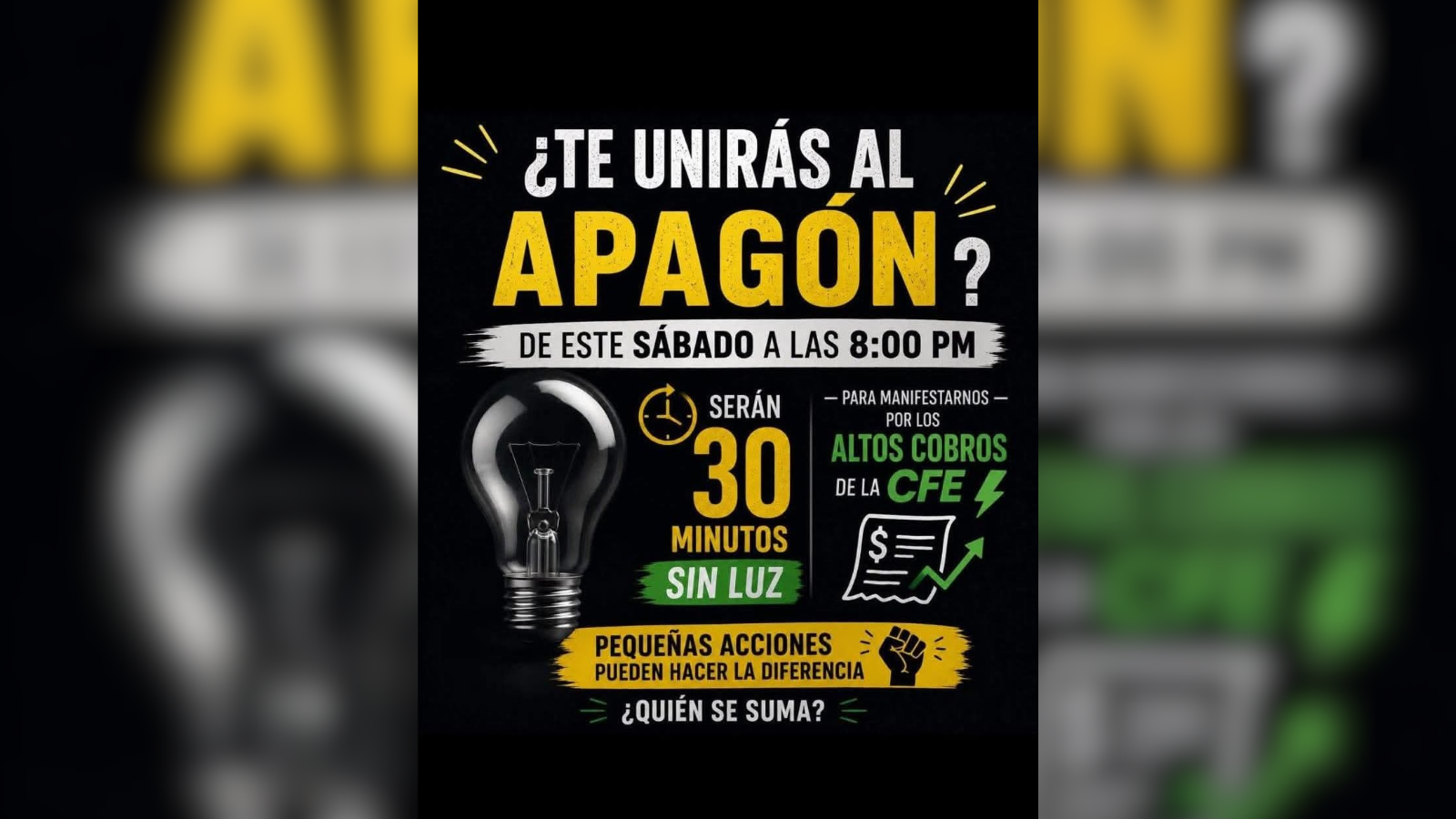 Convocan a apagón masivo contra la CFE por altos cobros de energía