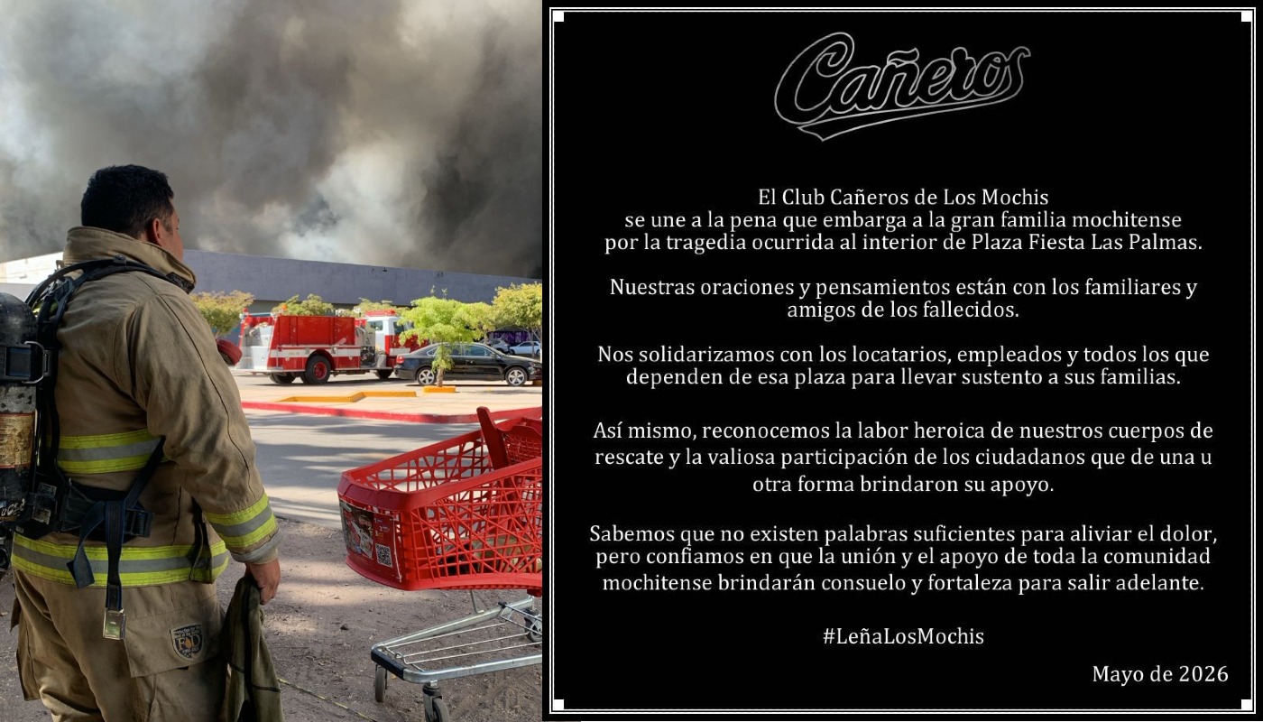 Bombero dando la espalda a cámara e imagen con mensaje