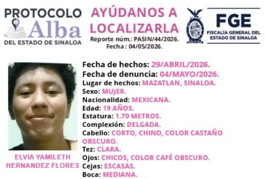 Activan Protocolo Alba en Mazatlán: buscan a joven de 19 años desaparecida en la colonia Juárez