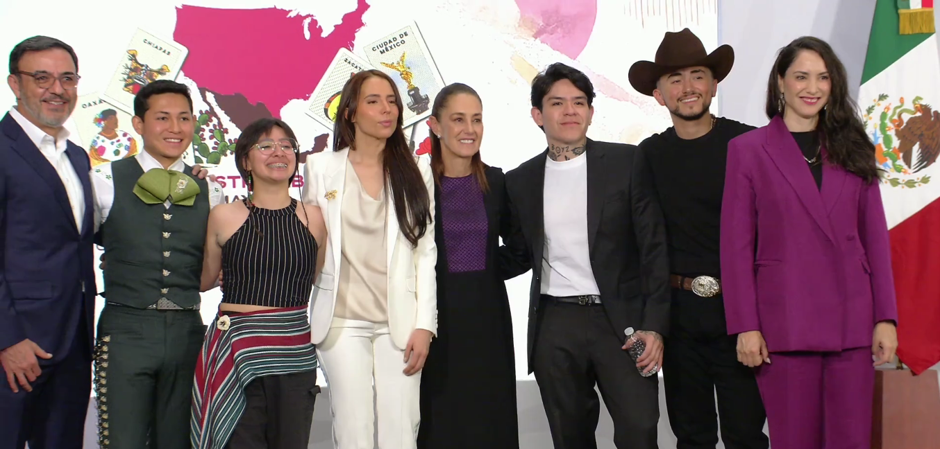 Sheinbaum presenta la segunda edición de México Canta junto a Majo Aguilar y Junior H