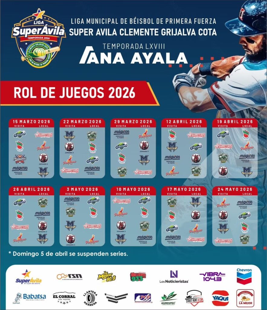 Rol de juegos de la Liga Súper Ávila Clemente Grijalva