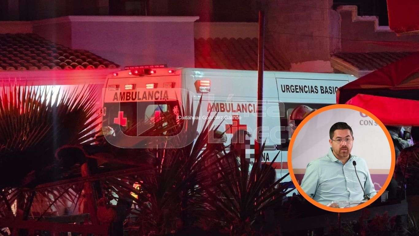 ambulancia con luces encendidas de noche