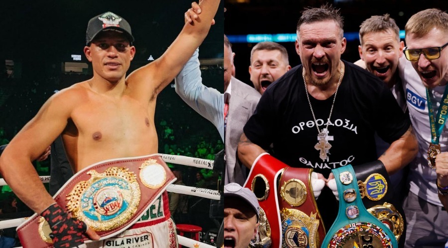 peleadores de box David Benavidez y Oleksandr Usyk