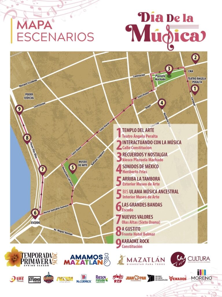 Mapa de Mazatlán con calles y señalizaciones 