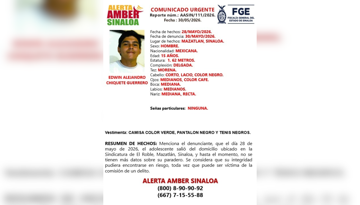Ficha de búsqueda de Edwin Alejandro Chiquete Guerrero.