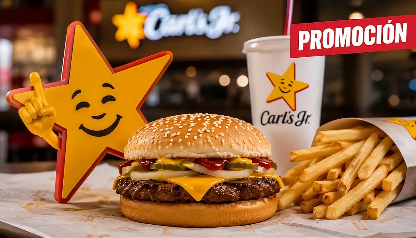 Combp de hamburguesa con papas y refresco del Carl's Jr.