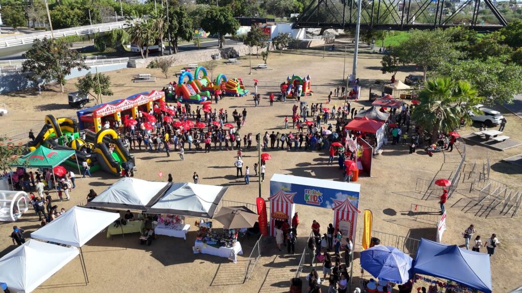 Imagen aérea del evento Feria Kids Valdez Baluarte en Culiacán