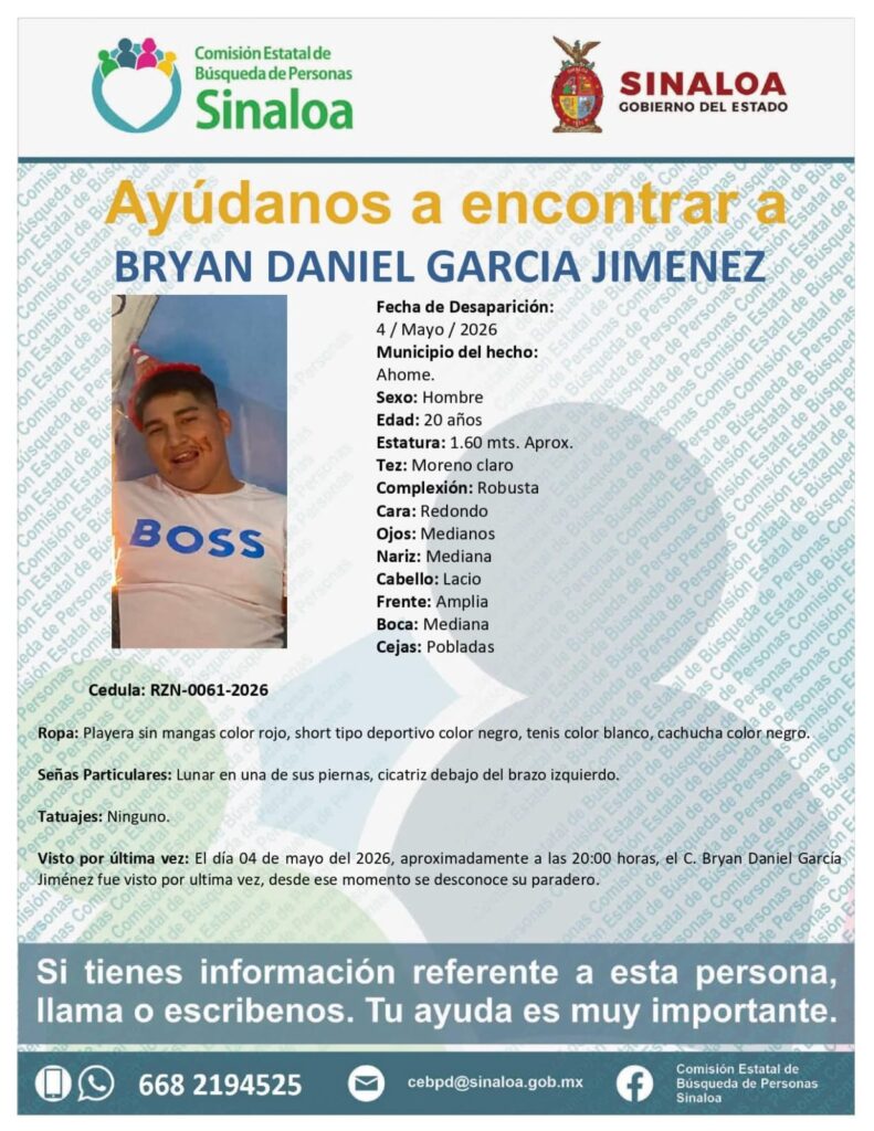 Ficha de búsqueda de una persona con información y una fotografía