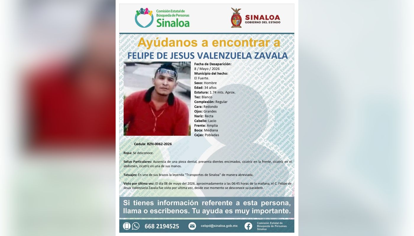 Ficha de búsqueda de un hombre